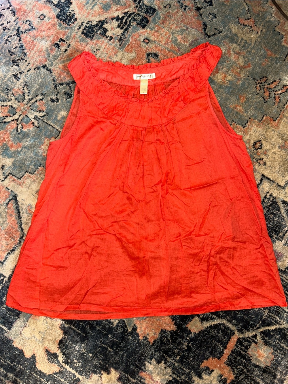 Banana Republic Bright Red Orange  Ruffle-Neck Sleeveless Camisole Sz L